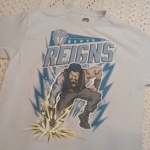 WWE Roman Reigns Authentic T-Shirt M Comic Style Wrestling Graphic Double Sided
